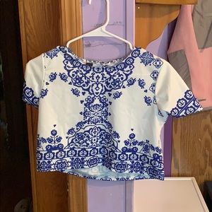 A crop top with matching shorts